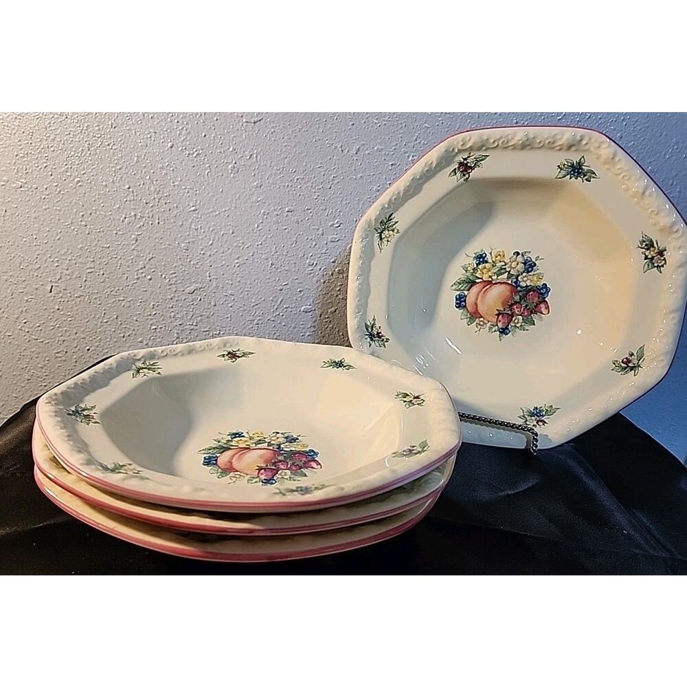 Set Of 4 AVON sweet Country Harvest Bowls 9" Diameter